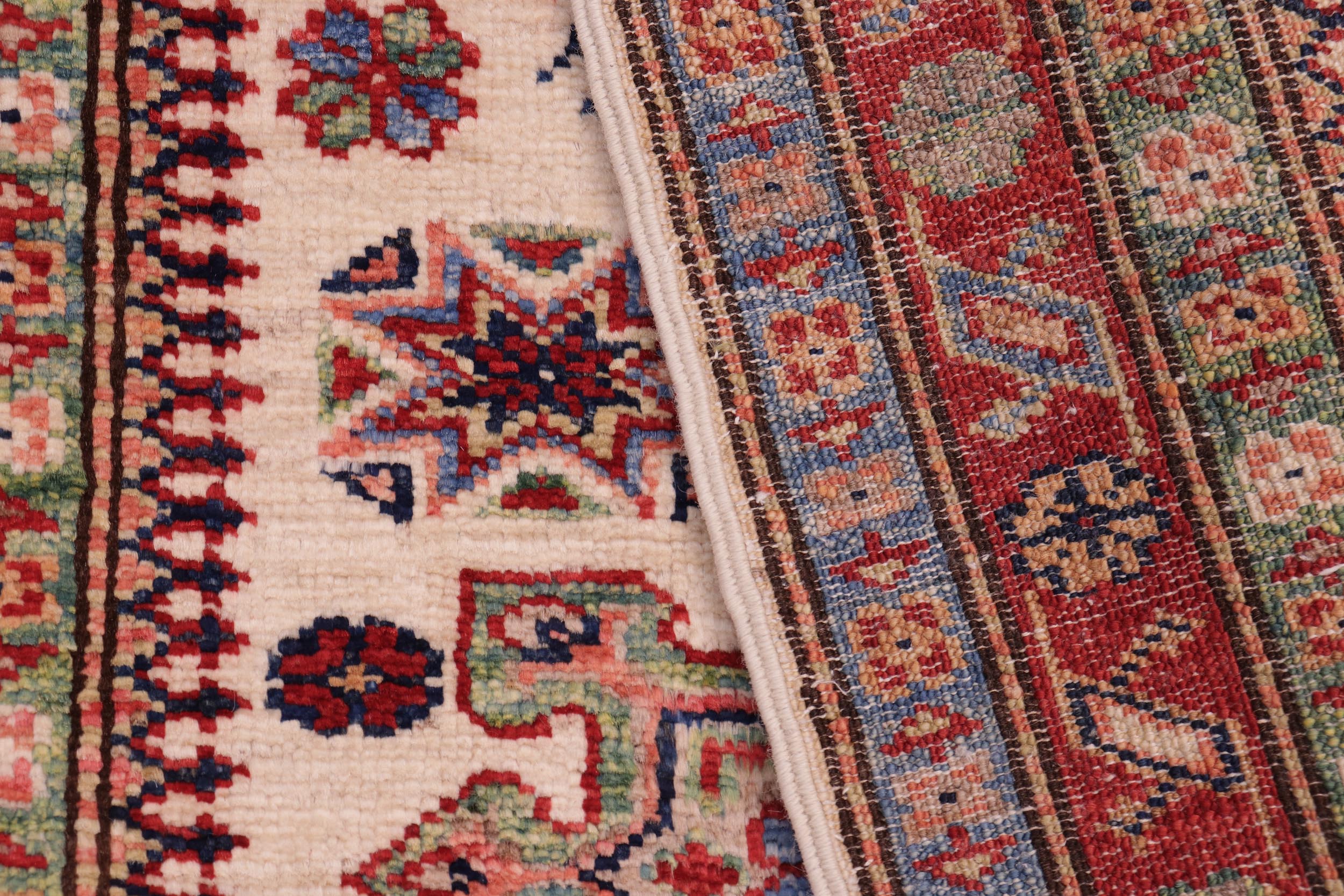 handmade Geometric Super Kazak Beige Red Hand Knotted RECTANGLE 100% WOOL area rug 2' x 3'
