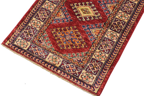 handmade Geometric Super Kazak Red Beige Hand Knotted RECTANGLE 100% WOOL area rug 2' x 3'