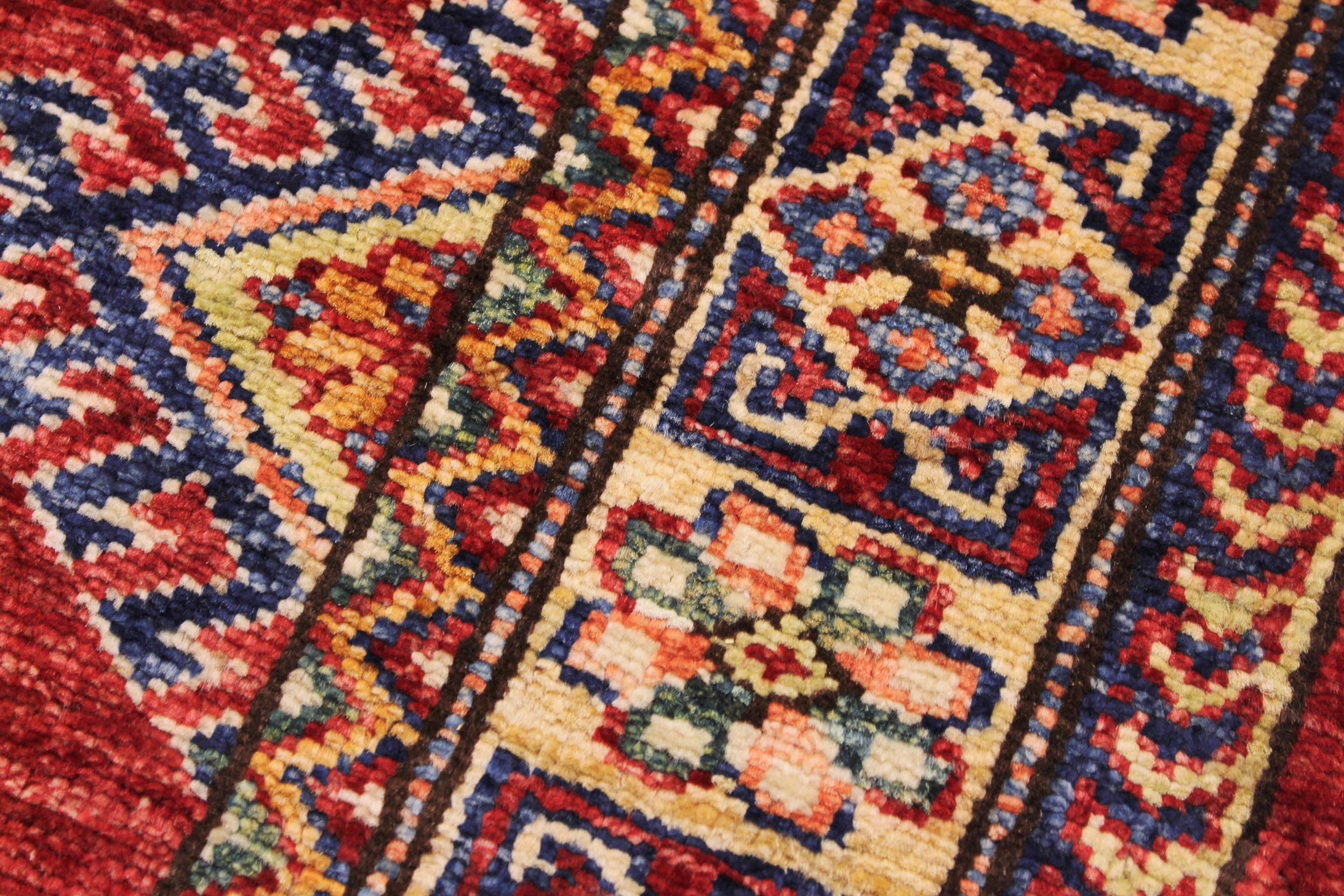 handmade Geometric Super Kazak Red Beige Hand Knotted RECTANGLE 100% WOOL area rug 2' x 3'