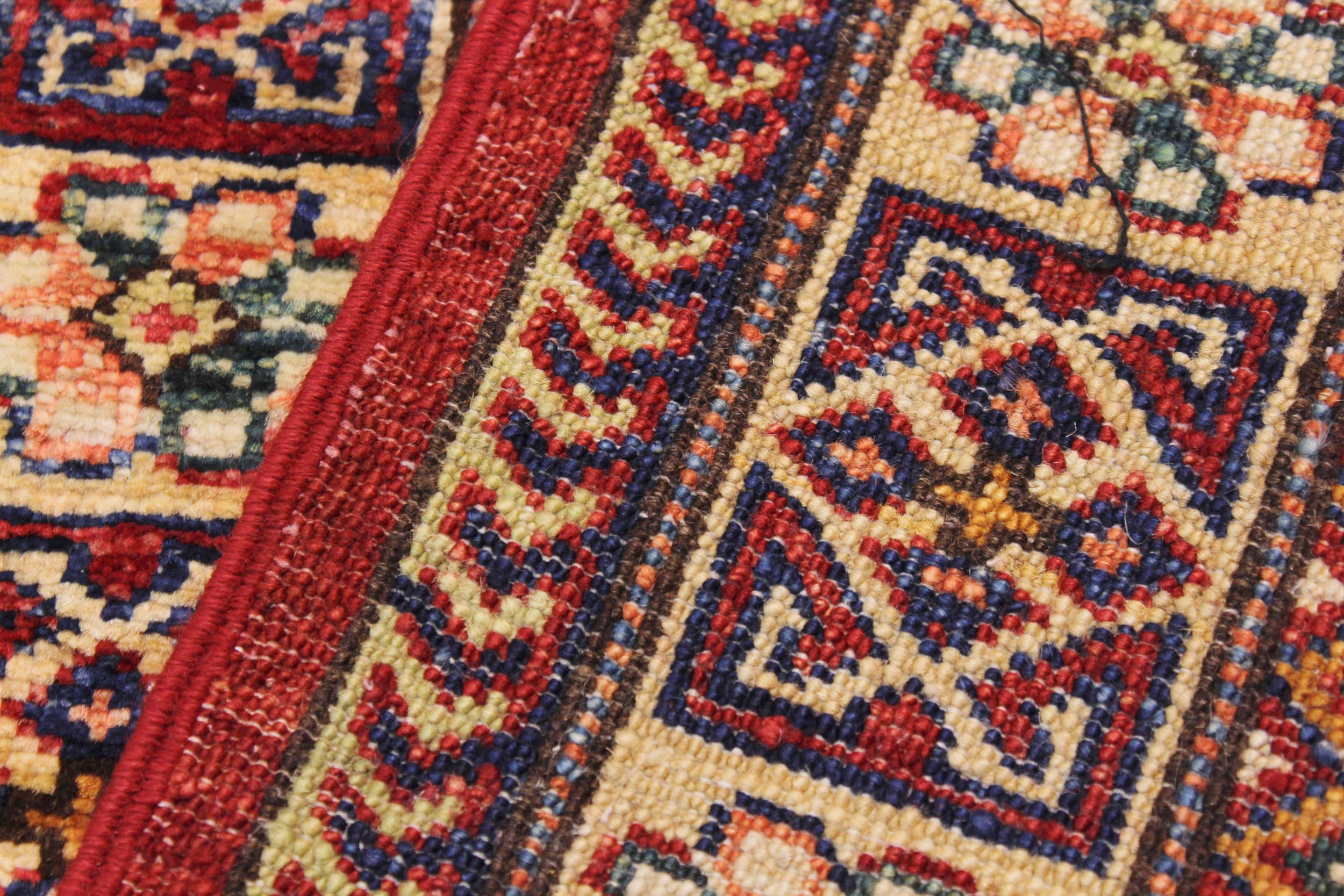 handmade Geometric Super Kazak Red Beige Hand Knotted RECTANGLE 100% WOOL area rug 2' x 3'