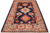 handmade Geometric Super Kazak Blue Beige Hand Knotted RECTANGLE 100% WOOL area rug 2 x 3