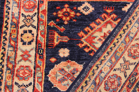 handmade Geometric Super Kazak Blue Beige Hand Knotted RECTANGLE 100% WOOL area rug 2' x 3'