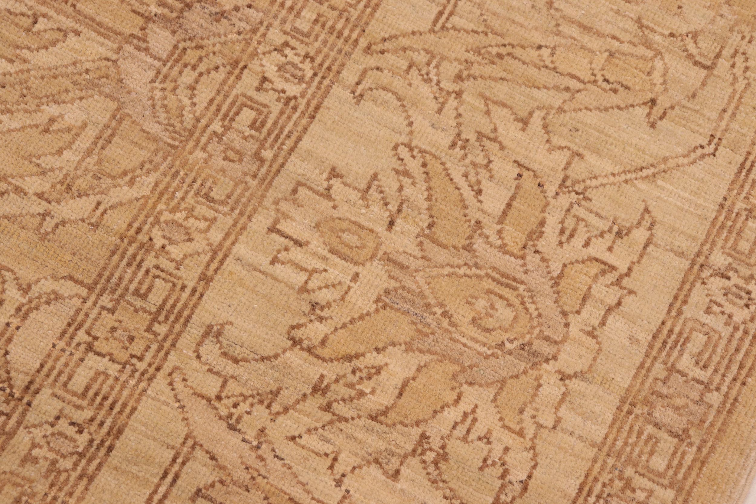 handmade Traditional Kafkaz Gold Tan Hand Knotted RECTANGLE 100% WOOL area rug 8x10