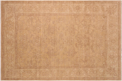 handmade Traditional Kafkaz Gold Tan Hand Knotted RECTANGLE 100% WOOL area rug 8x10