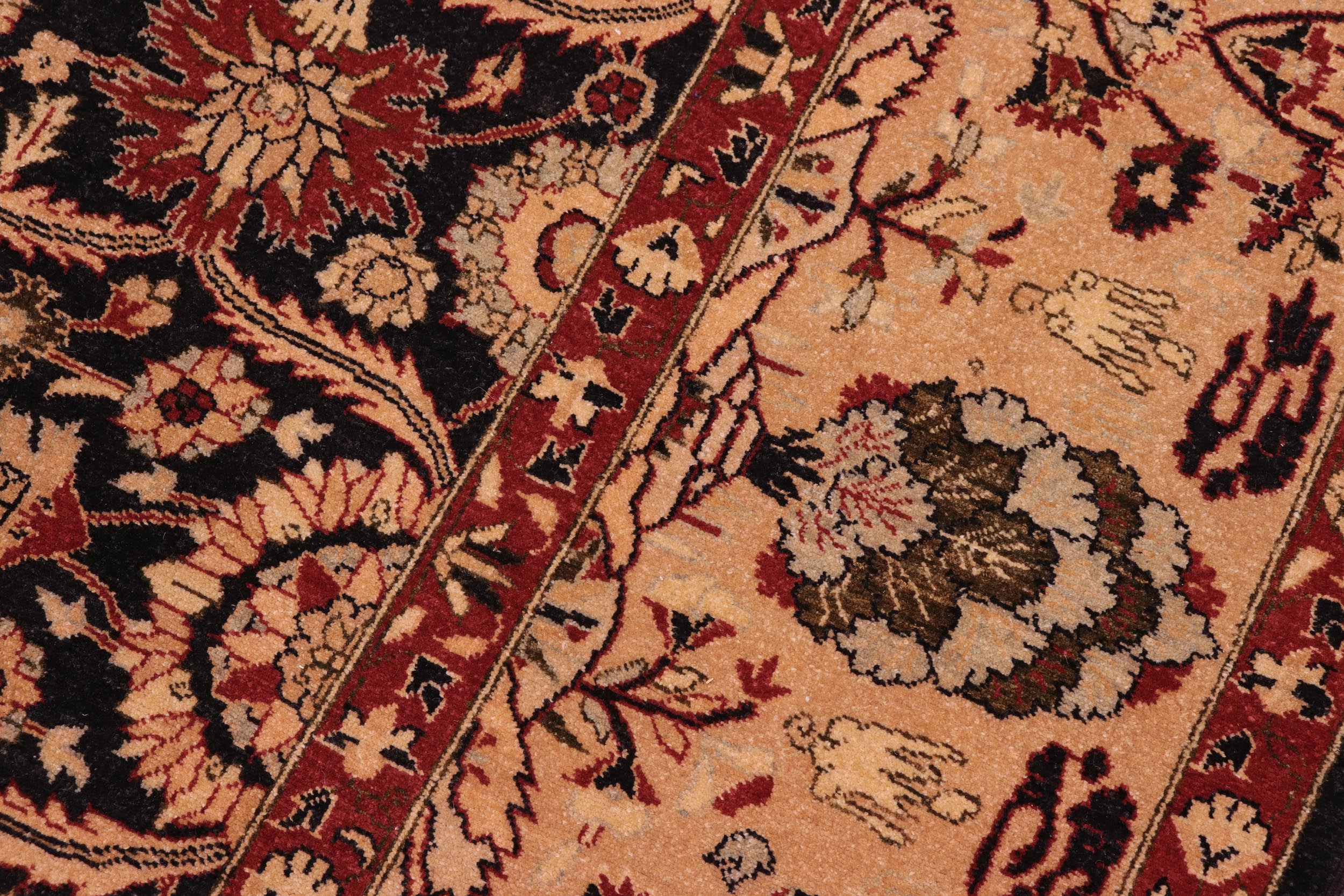 handmade Transitional  Black Tan Hand Knotted RECTANGLE 100% WOOL area rug 8' x 10'