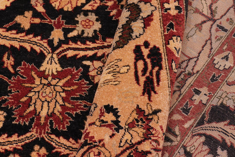 handmade Transitional  Black Tan Hand Knotted RECTANGLE 100% WOOL area rug 8' x 10'