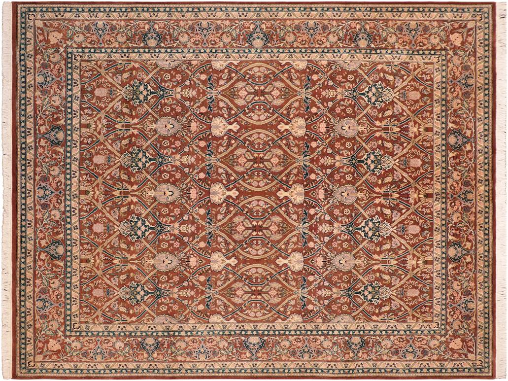 handmade Transitional Mujahid Brown Tan Hand Knotted RECTANGLE 100% WOOL area rug 8x10