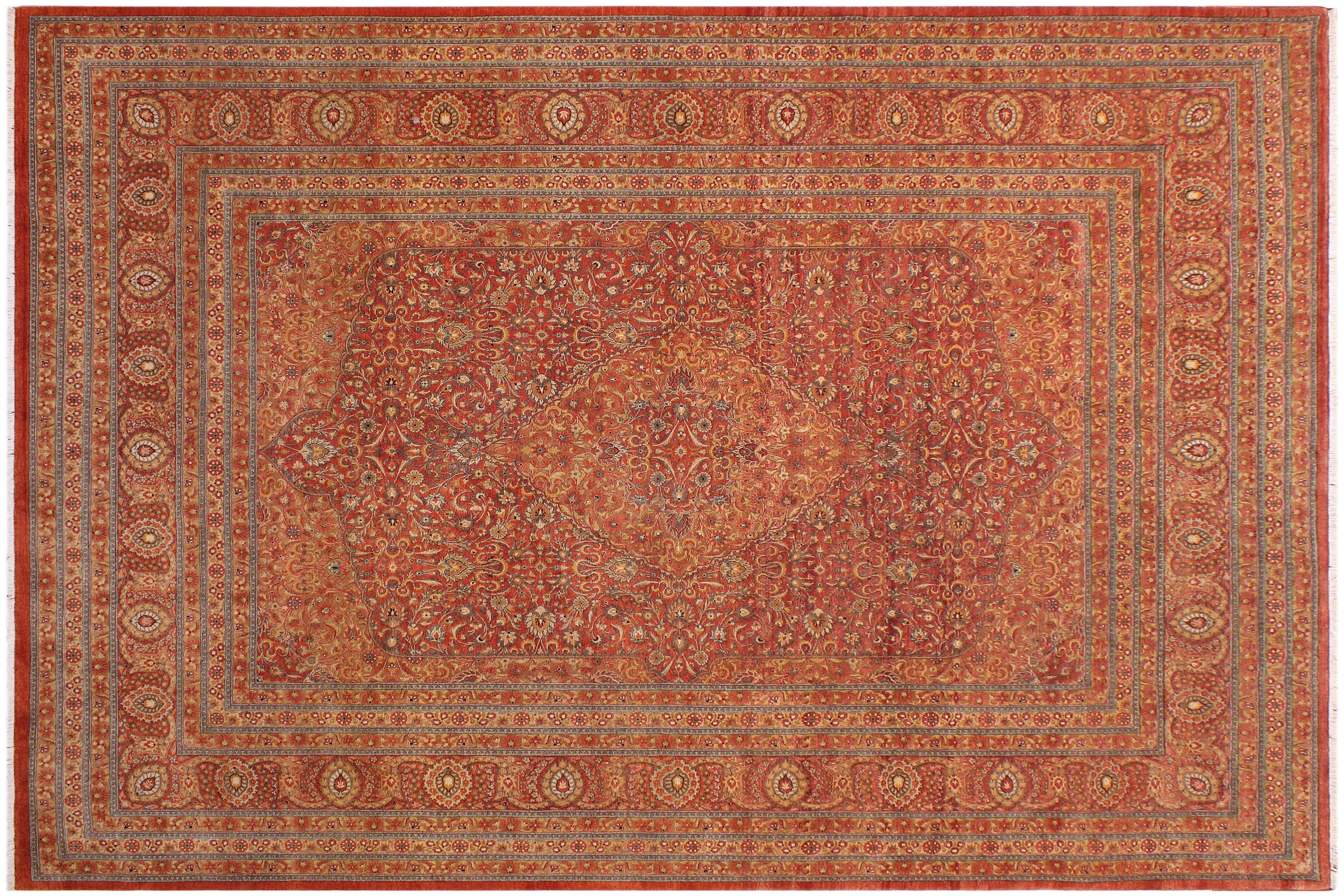 handmade Traditional Nauras Rust Rust Hand Knotted RECTANGLE 100% WOOL area rug 9x12
