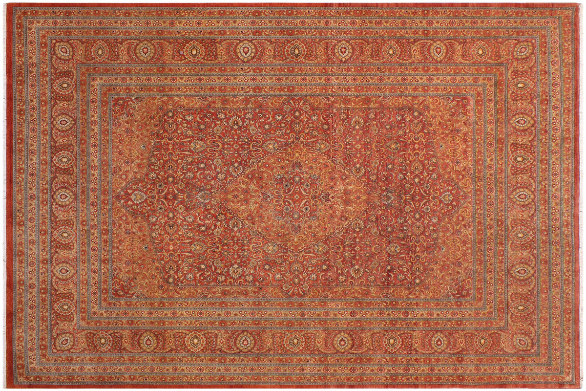 handmade Traditional Nauras Rust Rust Hand Knotted RECTANGLE 100% WOOL area rug 9x12