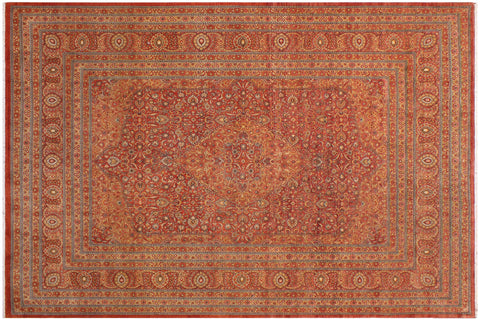 handmade Traditional Nauras Rust Rust Hand Knotted RECTANGLE 100% WOOL area rug 9x12
