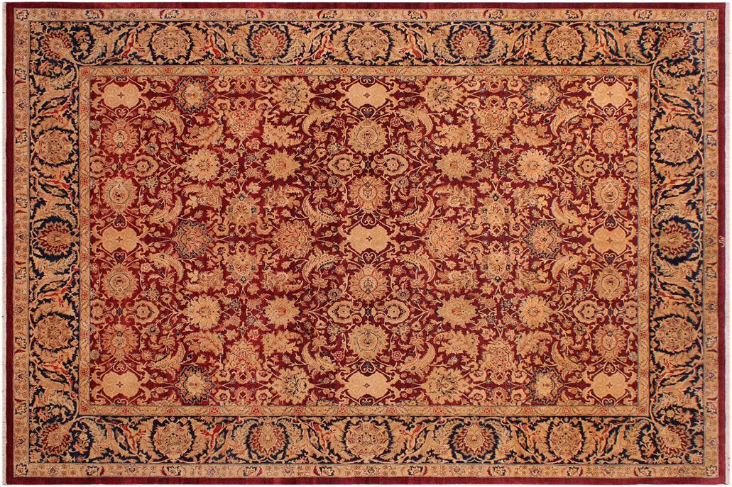 Antique Tabriz Emmeline Aubergine/Blue Wool Rug - 9'2''X12'2''