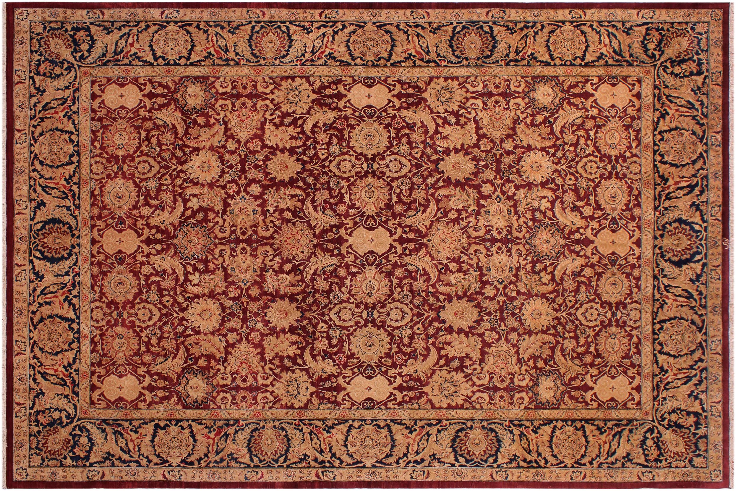 handmade Traditional Tabriz Red Blue Hand Knotted RECTANGLE 100% WOOL area rug 9x12