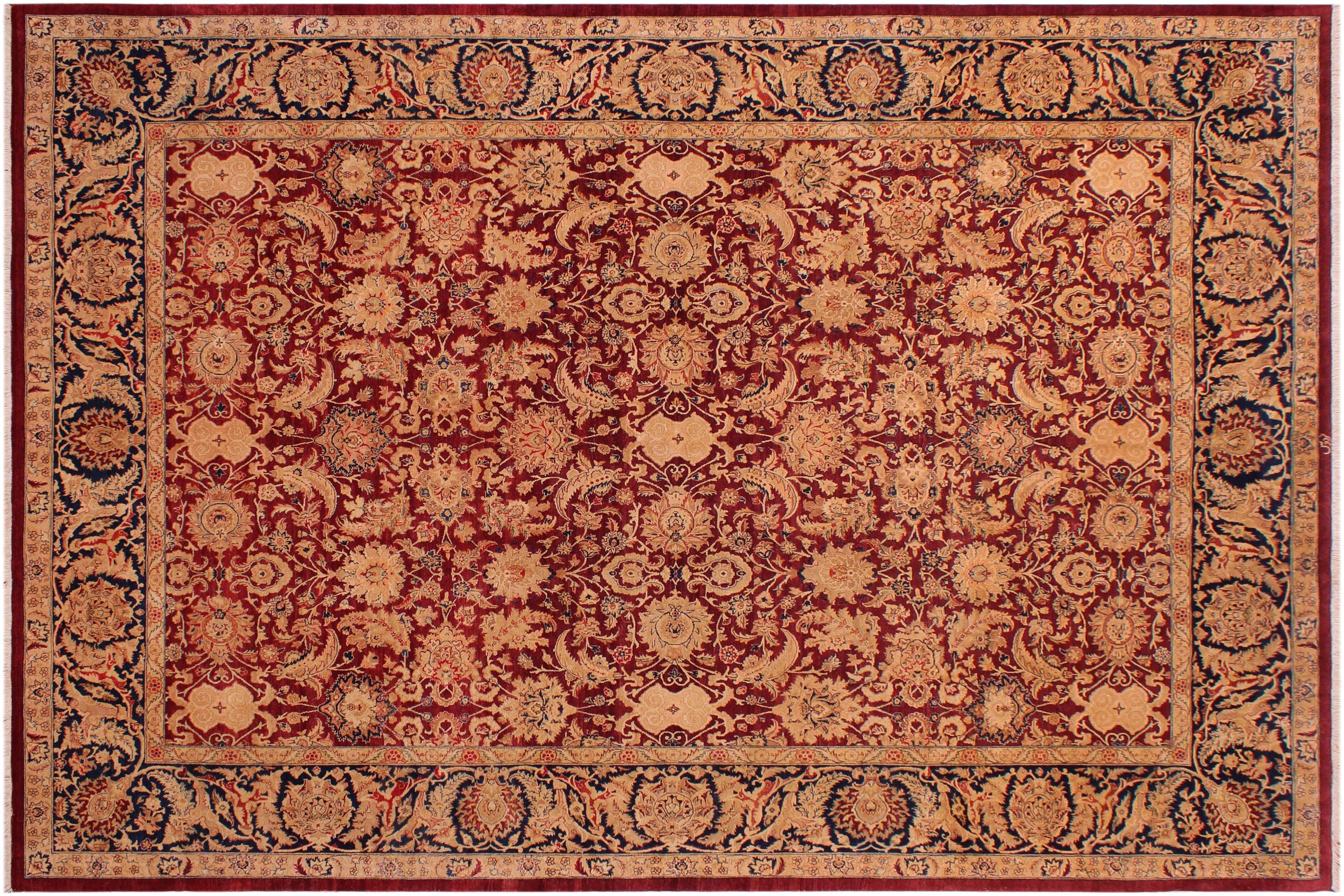 handmade Traditional Tabriz Red Blue Hand Knotted RECTANGLE 100% WOOL area rug 9 x 12