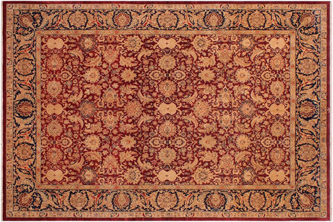 Antique Tabriz Emmeline Aubergine/Blue Wool Rug - 9'2''X12'2''