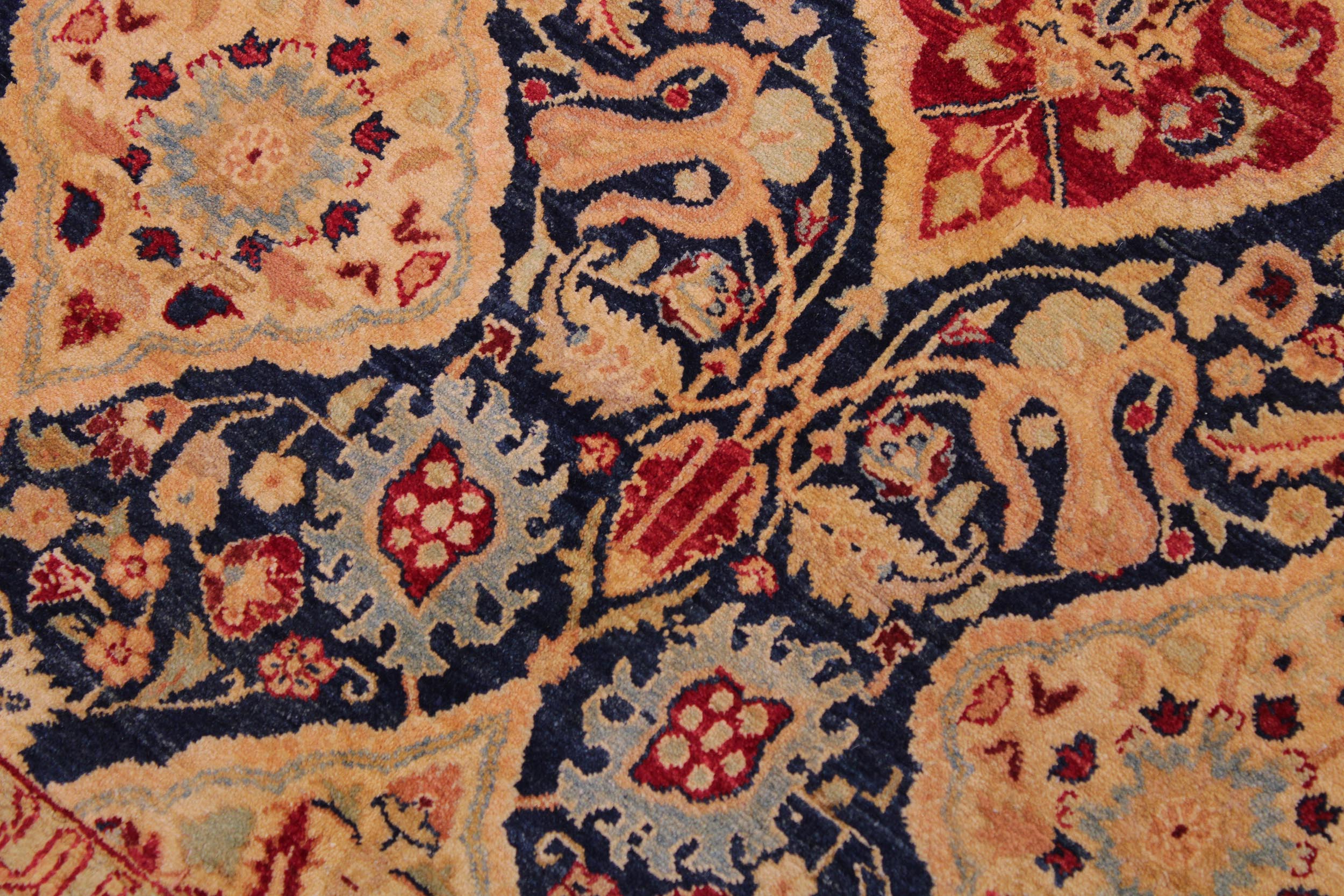 handmade Traditional Kirman Blue Red Hand Knotted RECTANGLE 100% WOOL area rug 9 x 12
