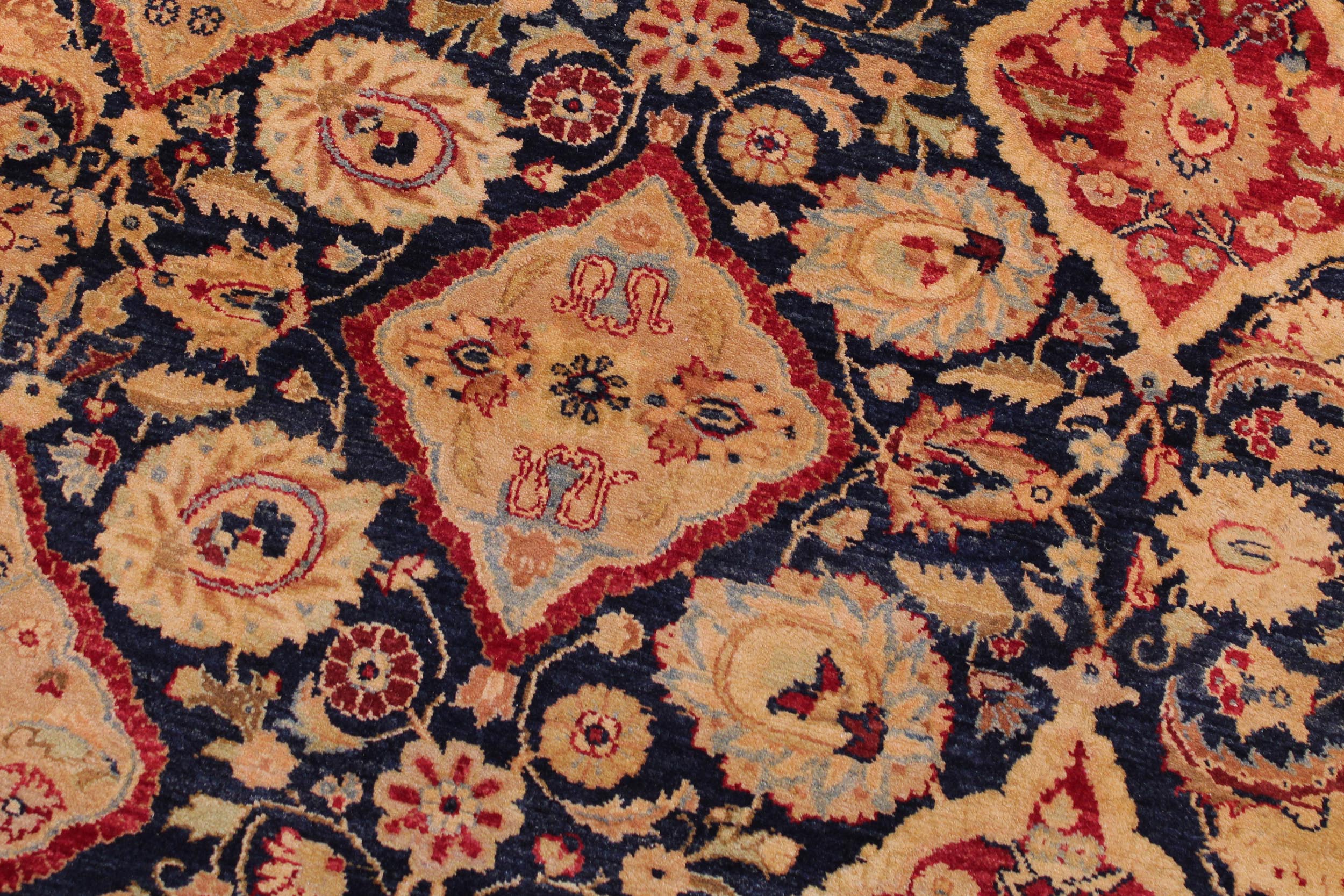 handmade Traditional Kirman Blue Red Hand Knotted RECTANGLE 100% WOOL area rug 9 x 12