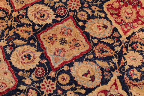 handmade Traditional Kirman Blue Red Hand Knotted RECTANGLE 100% WOOL area rug 9 x 12