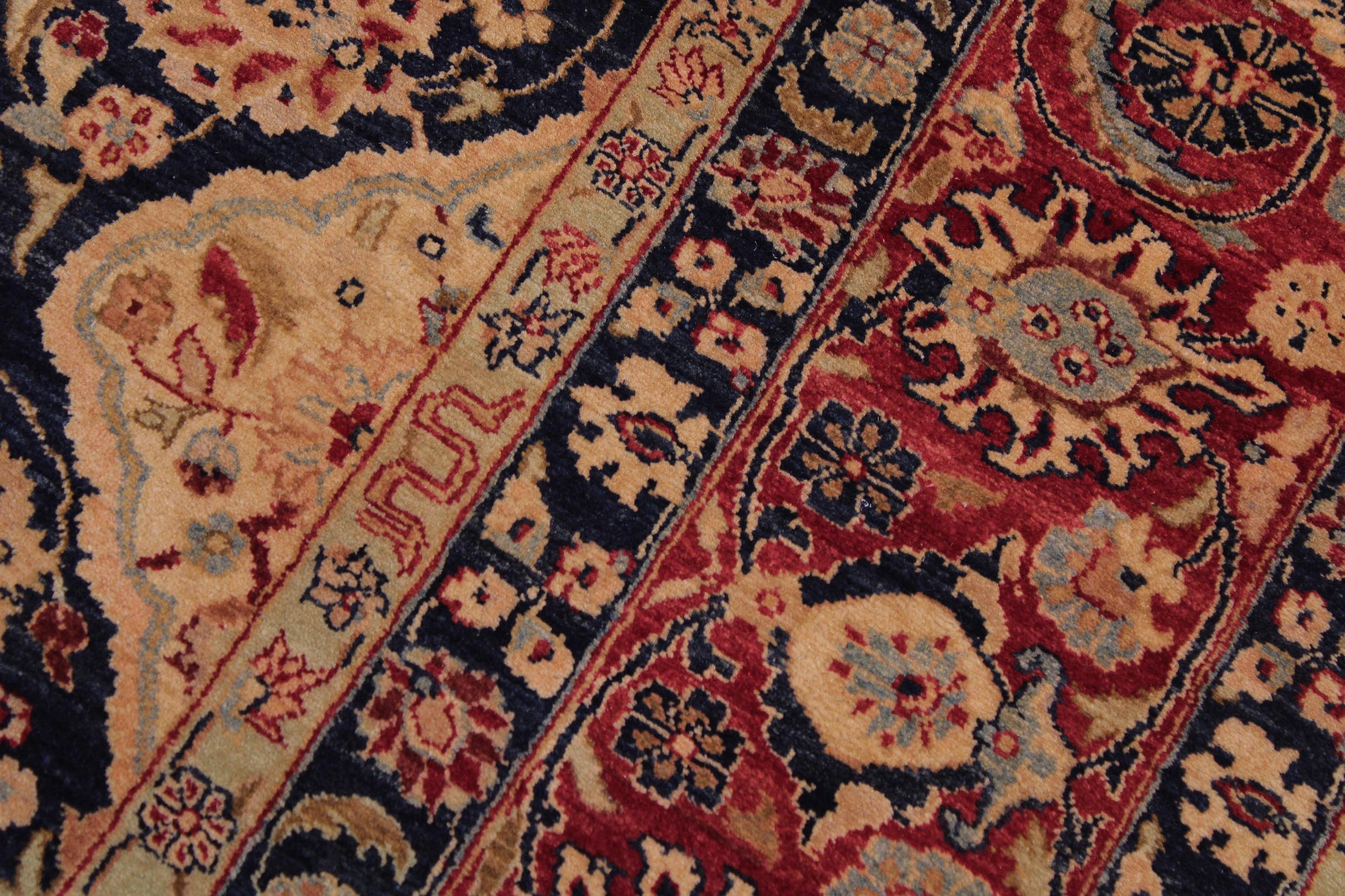 handmade Traditional Kirman Blue Red Hand Knotted RECTANGLE 100% WOOL area rug 9x12