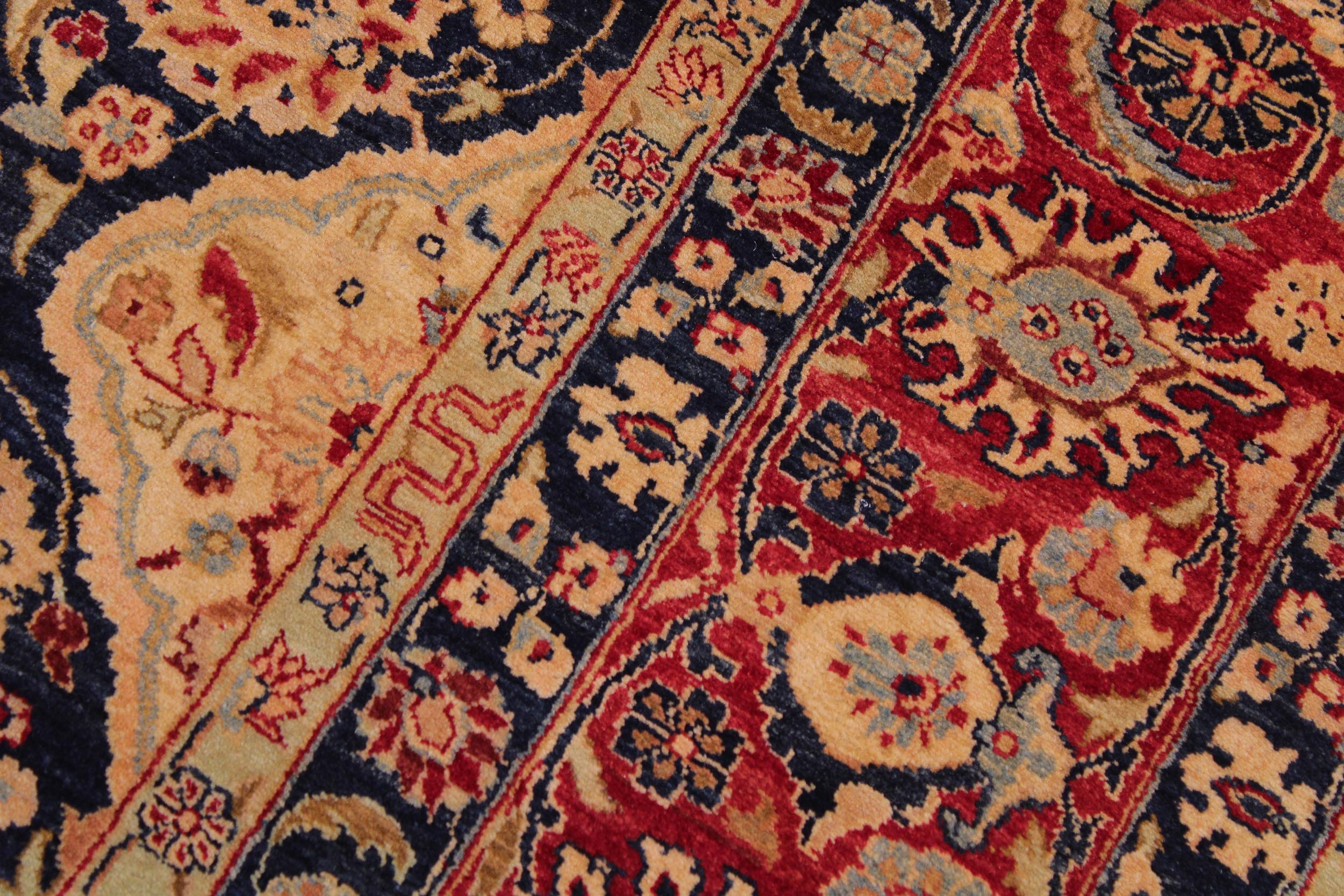 handmade Traditional Kirman Blue Red Hand Knotted RECTANGLE 100% WOOL area rug 9 x 12