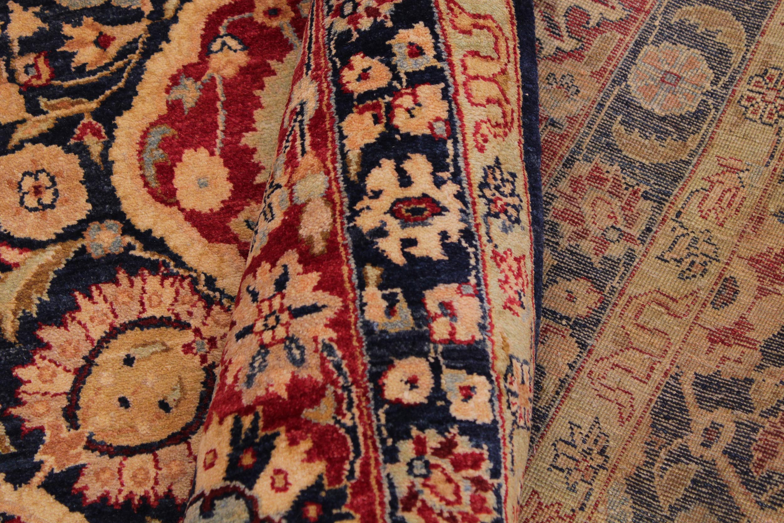 handmade Traditional Kirman Blue Red Hand Knotted RECTANGLE 100% WOOL area rug 9 x 12