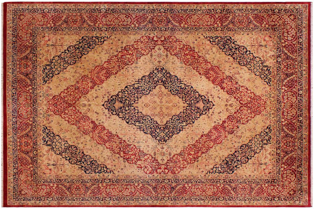 Vintage Persian Elliot Gold/Red Wool Rug - 9'0''X12'4''