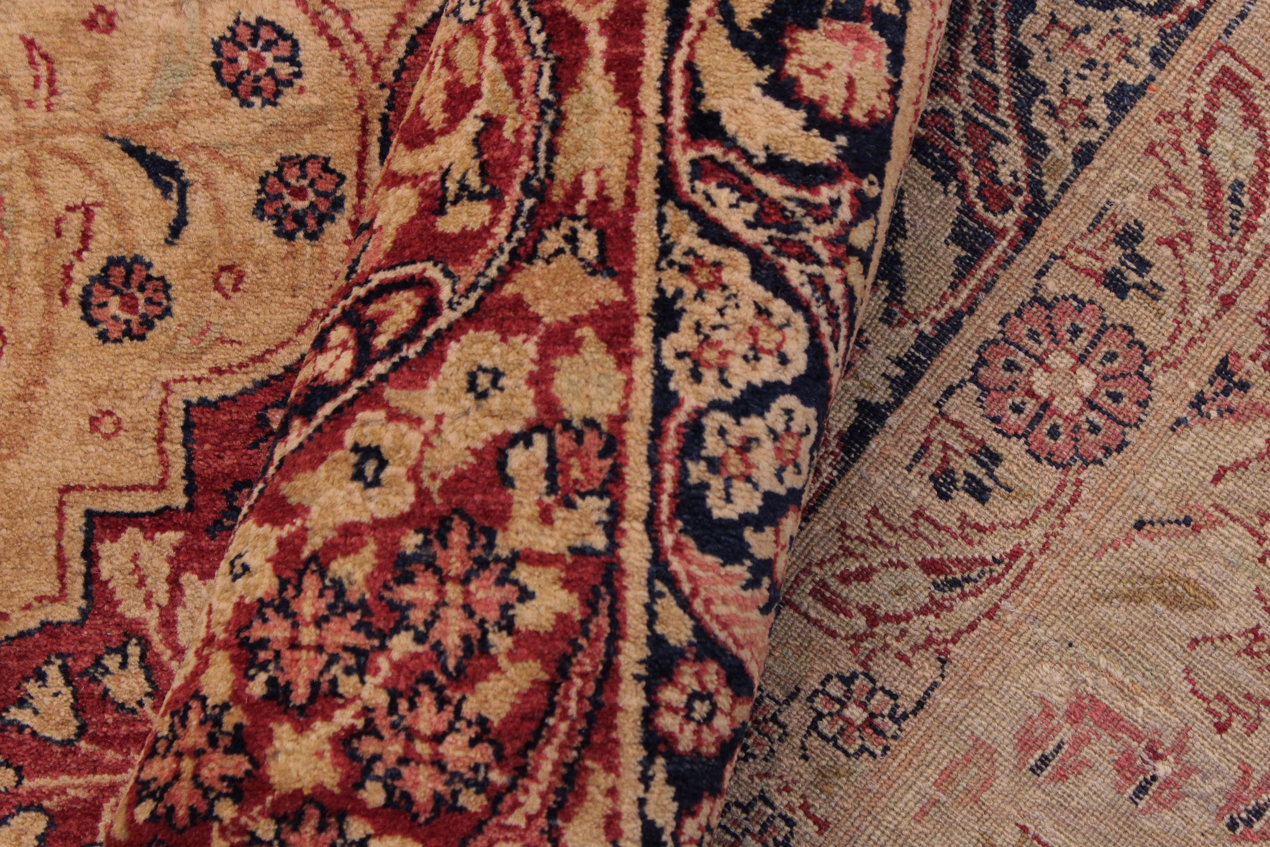 handmade Traditional Compartment Red Tan Hand Knotted RECTANGLE 100% WOOL area rug 9x12