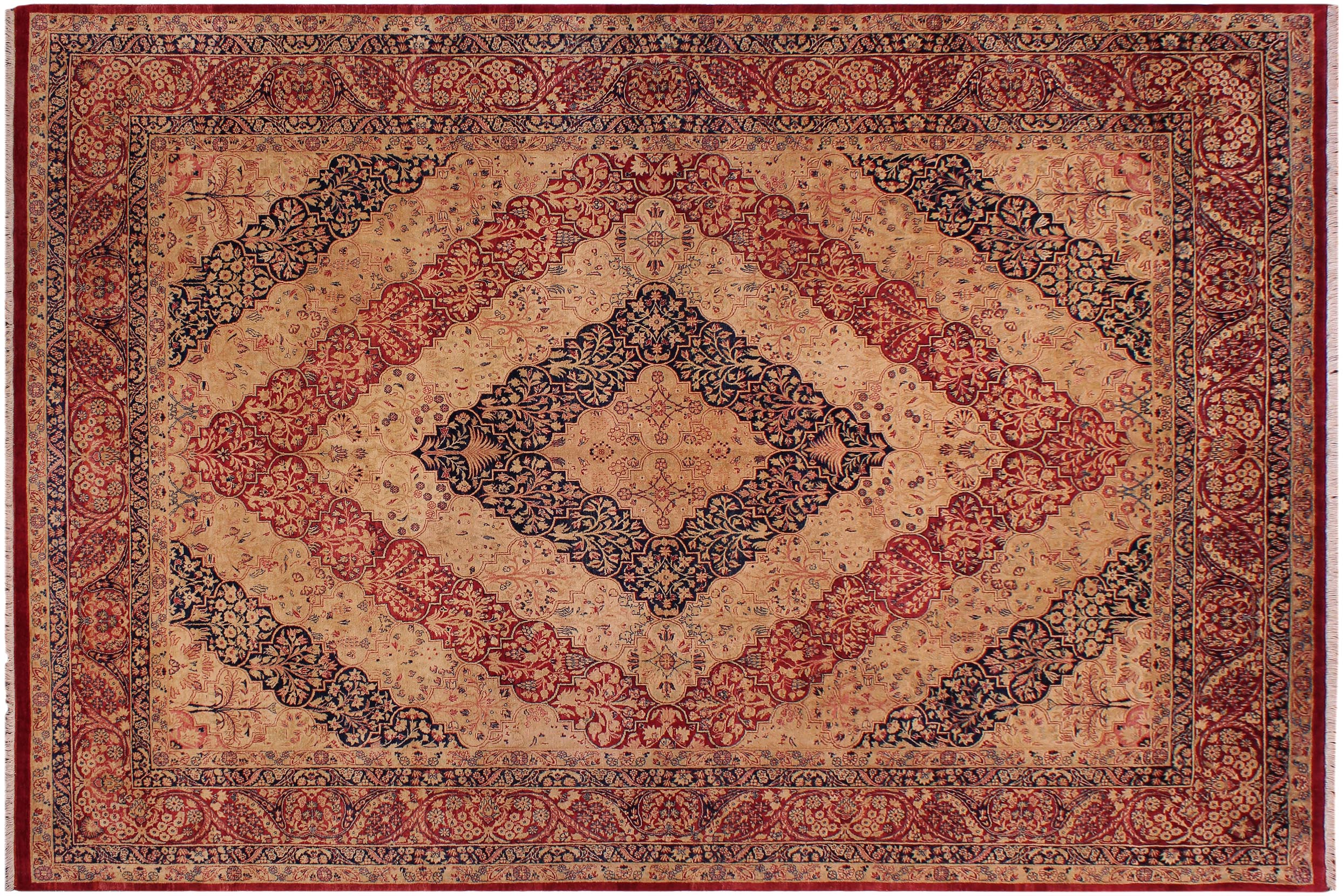 handmade Traditional Compartment Red Tan Hand Knotted RECTANGLE 100% WOOL area rug 9x12