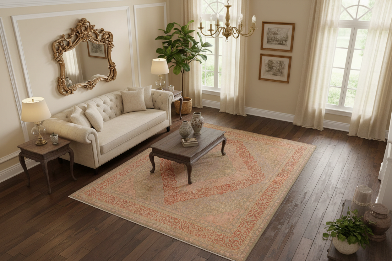 handmade Traditional Compartment Lt. Green Rust Hand Knotted RECTANGLE 100% WOOL area rug 9 x 12