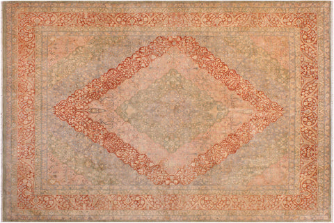handmade Traditional Compartment Lt. Green Rust Hand Knotted RECTANGLE 100% WOOL area rug 9 x 12