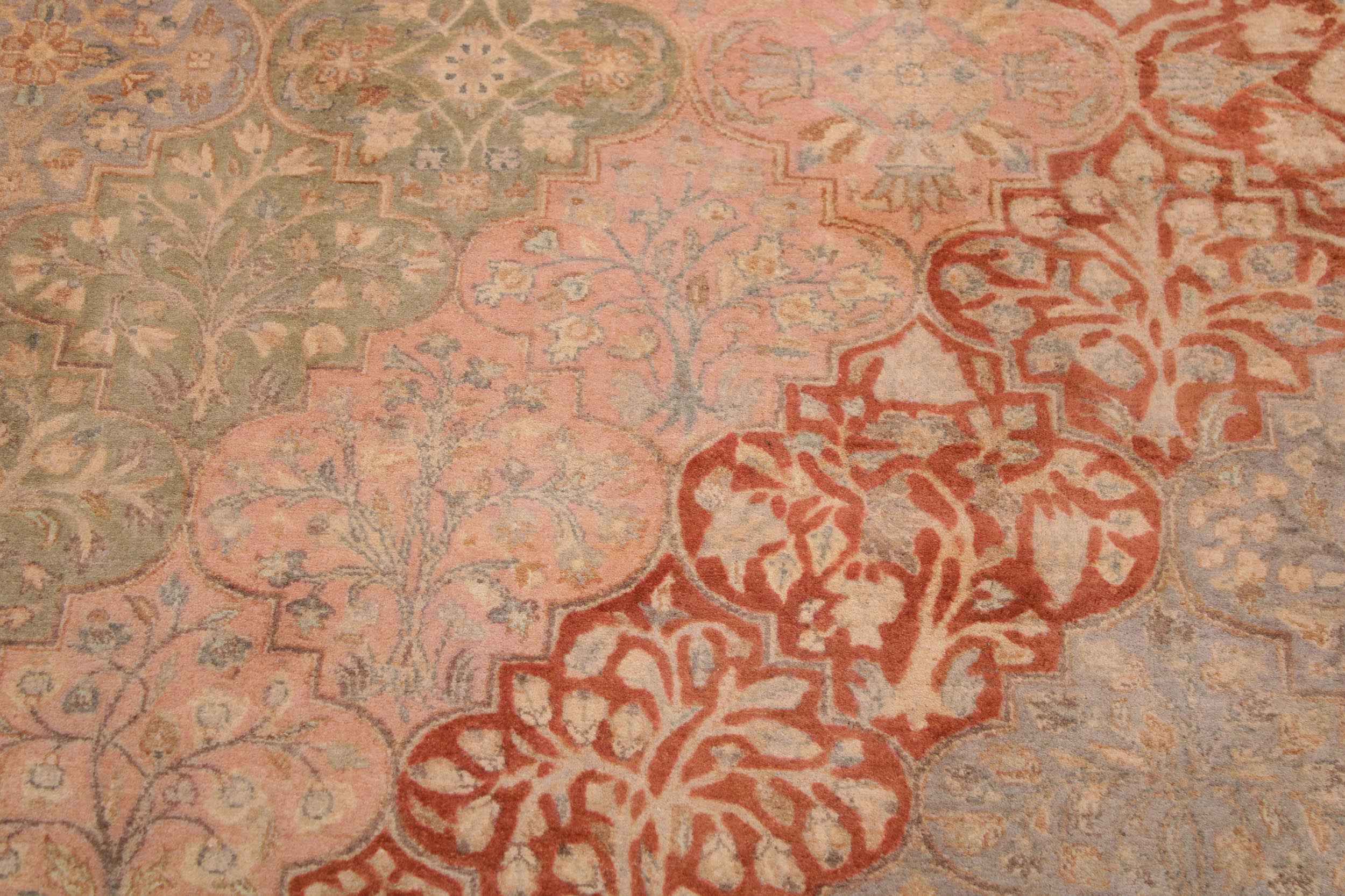 handmade Traditional Compartment Lt. Green Rust Hand Knotted RECTANGLE 100% WOOL area rug 9 x 12
