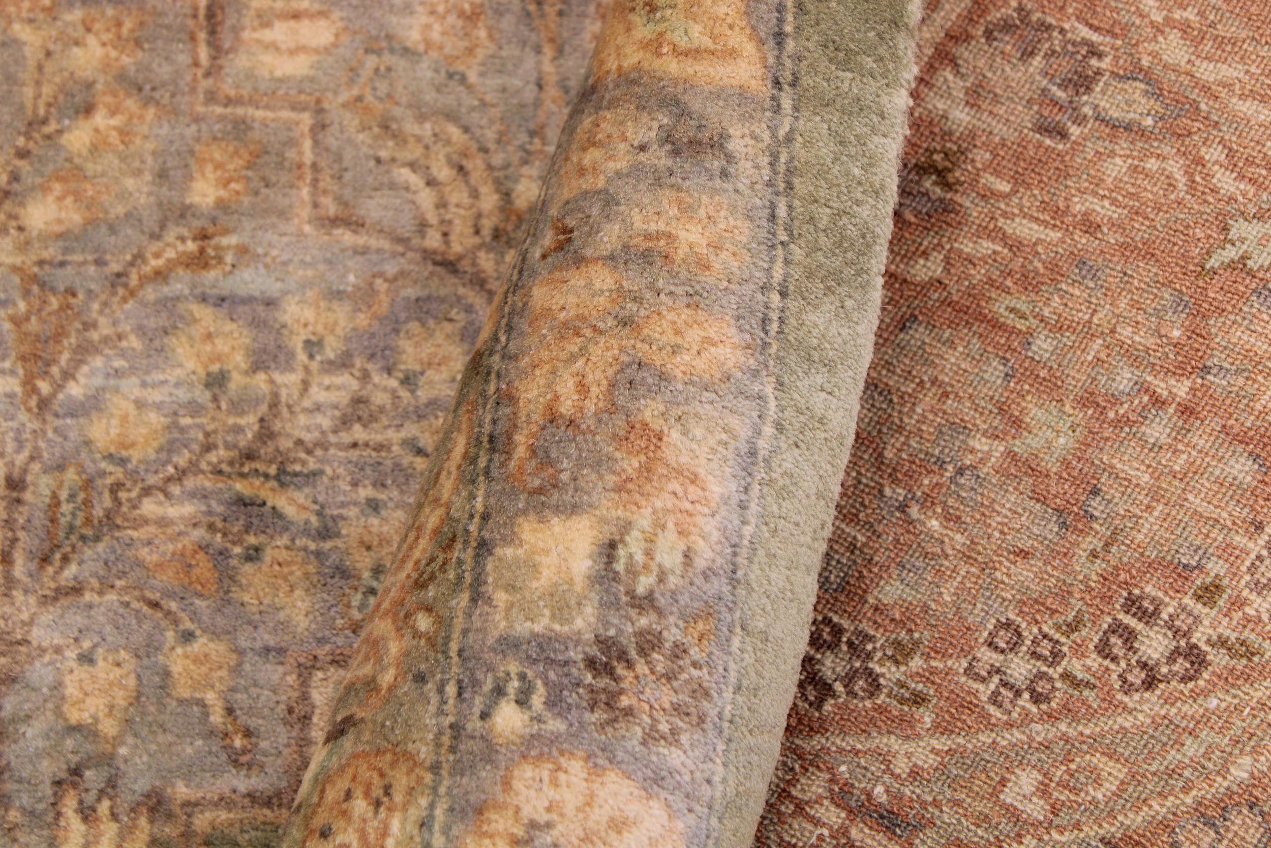 handmade Traditional Compartment Lt. Green Rust Hand Knotted RECTANGLE 100% WOOL area rug 9 x 12