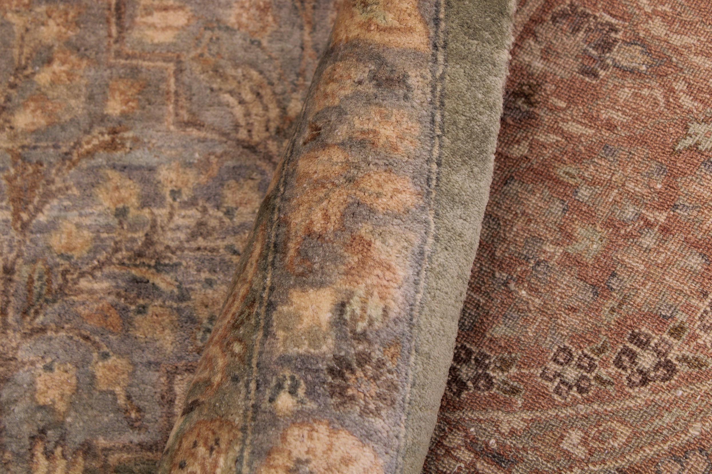 handmade Traditional Compartment Lt. Green Rust Hand Knotted RECTANGLE 100% WOOL area rug 9x12