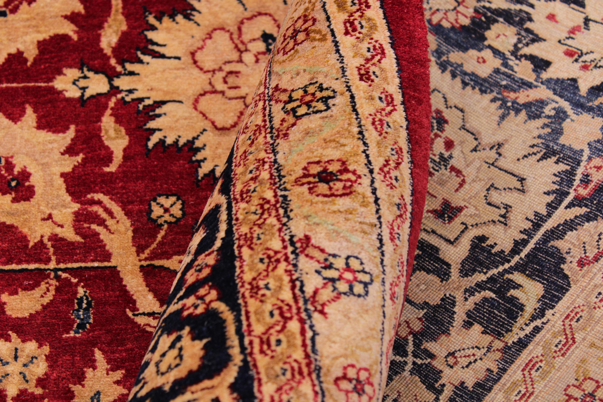 handmade Traditional Agra Red Blue Hand Knotted RECTANGLE 100% WOOL area rug 9 x 12