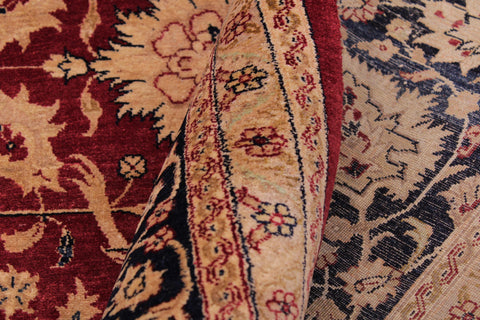 handmade Traditional Agra Red Blue Hand Knotted RECTANGLE 100% WOOL area rug 9x12