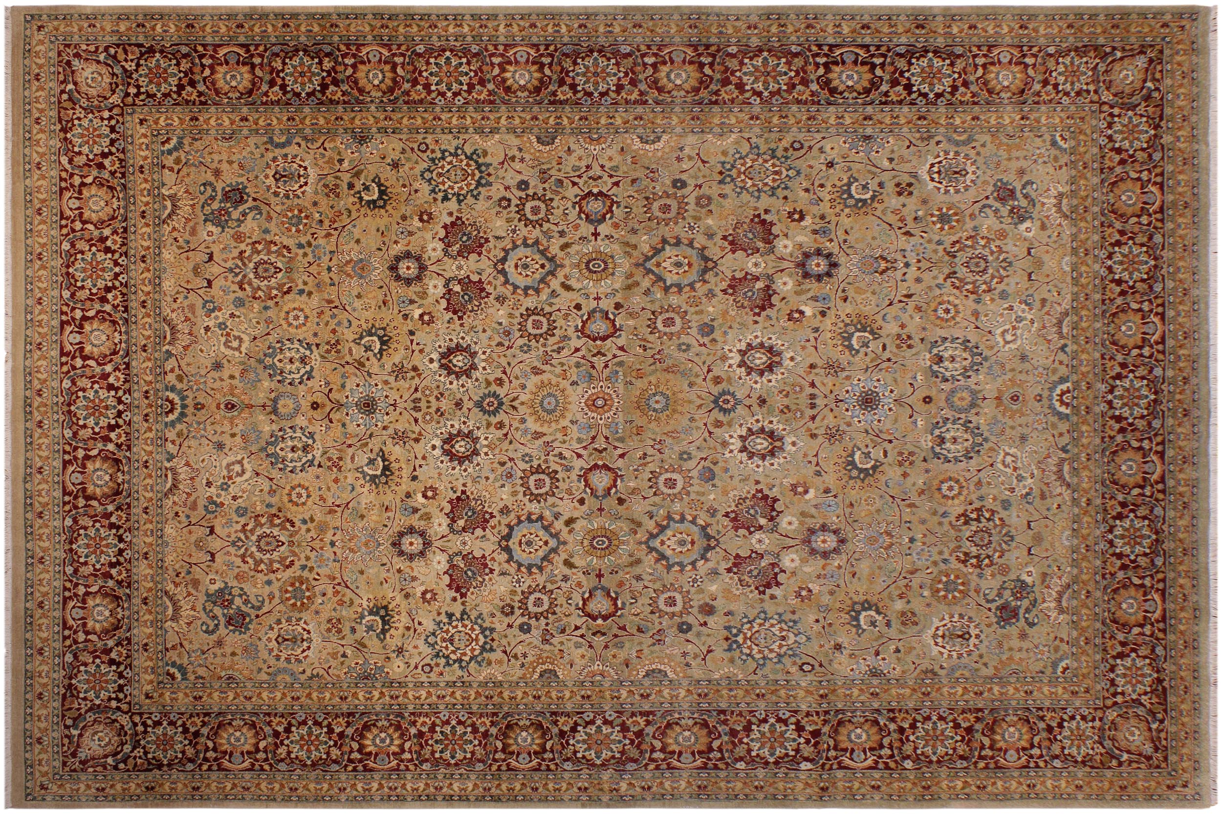 handmade Traditional Tabriz Lt. Gray Drk. Red Hand Knotted RECTANGLE 100% WOOL area rug 9 x 12
