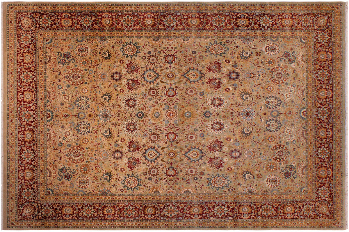 handmade Traditional Tabriz Lt. Gray Drk. Red Hand Knotted RECTANGLE 100% WOOL area rug 9 x 12