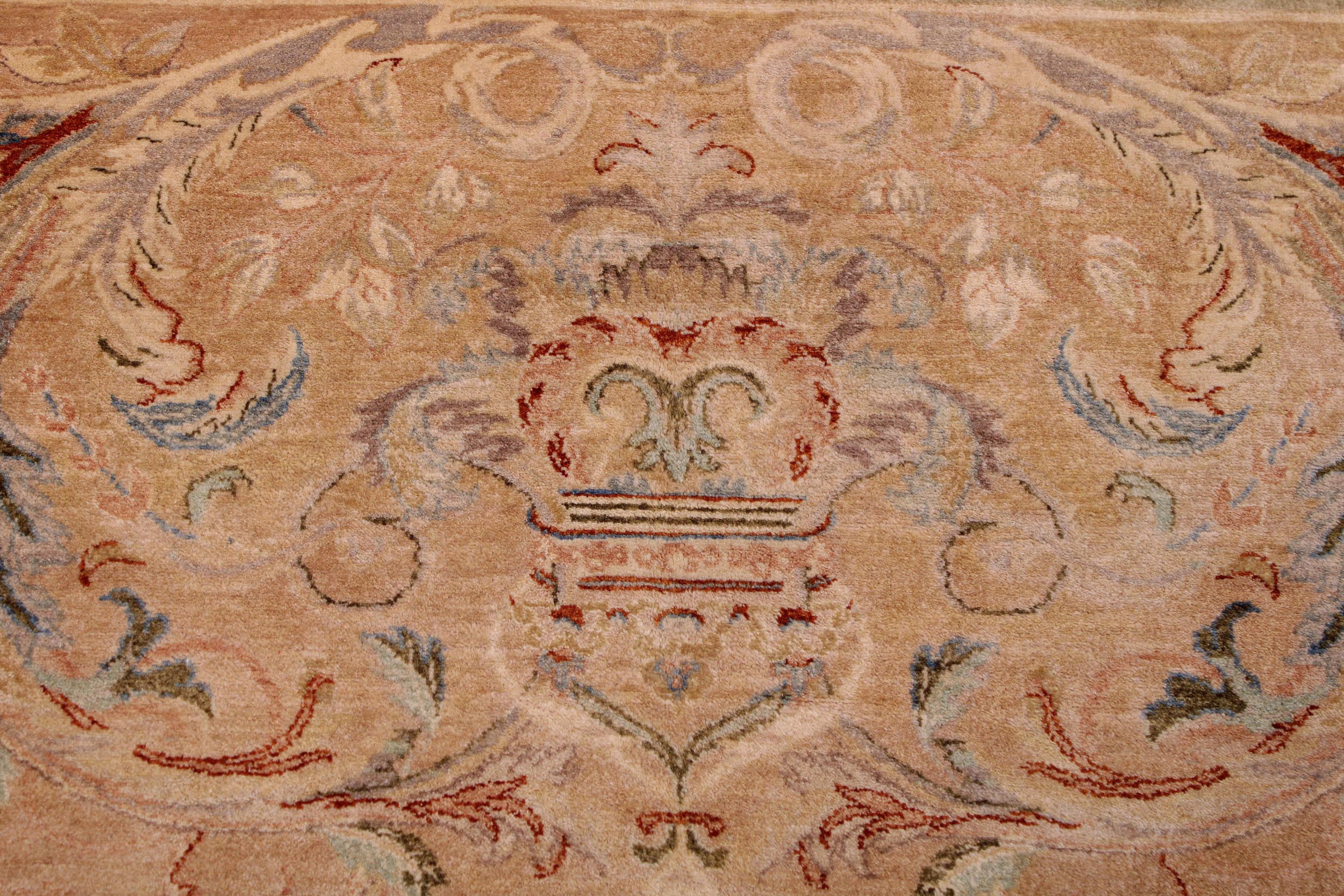 handmade Traditional Firdous Lt. Green Tan Hand Knotted RECTANGLE 100% WOOL area rug 9 x 13