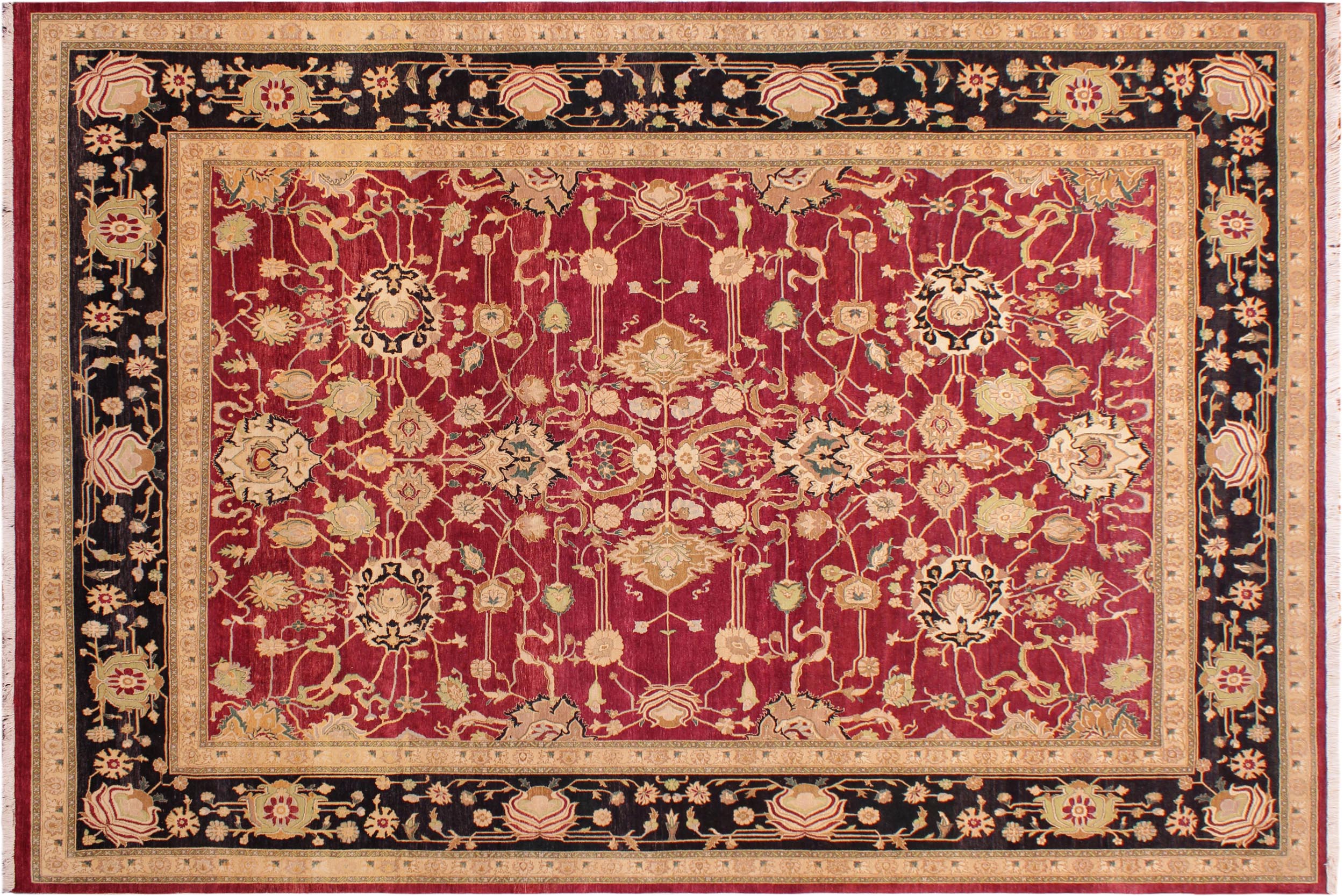 handmade Traditional Sina Red Black Hand Knotted RECTANGLE 100% WOOL area rug 9 x 12