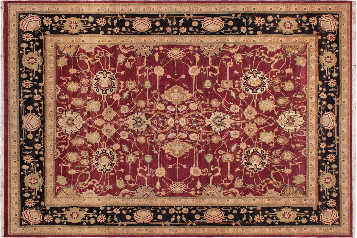 handmade Traditional Sina Red Black Hand Knotted RECTANGLE 100% WOOL area rug 9x12