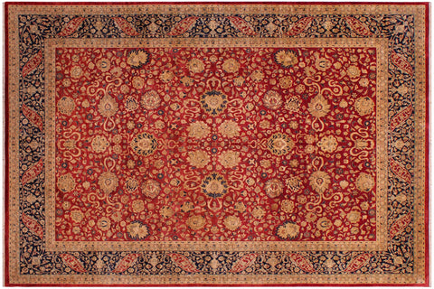 handmade Traditional Kashan Red Blue Hand Knotted RECTANGLE 100% WOOL area rug 9 x 12