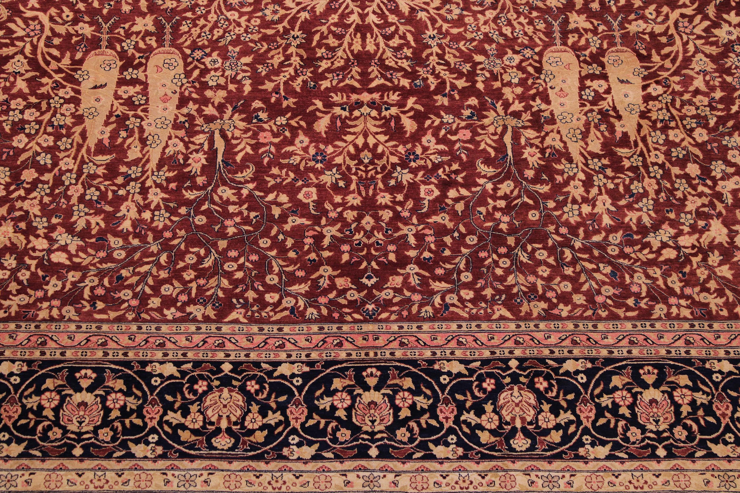 handmade Traditional Kashan Drk. Red Blue Hand Knotted RECTANGLE 100% WOOL area rug 9 x 12