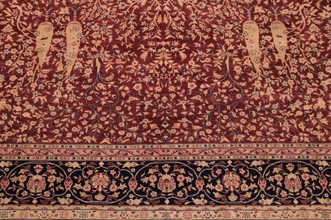 handmade Traditional Kashan Drk. Red Blue Hand Knotted RECTANGLE 100% WOOL area rug 9 x 12