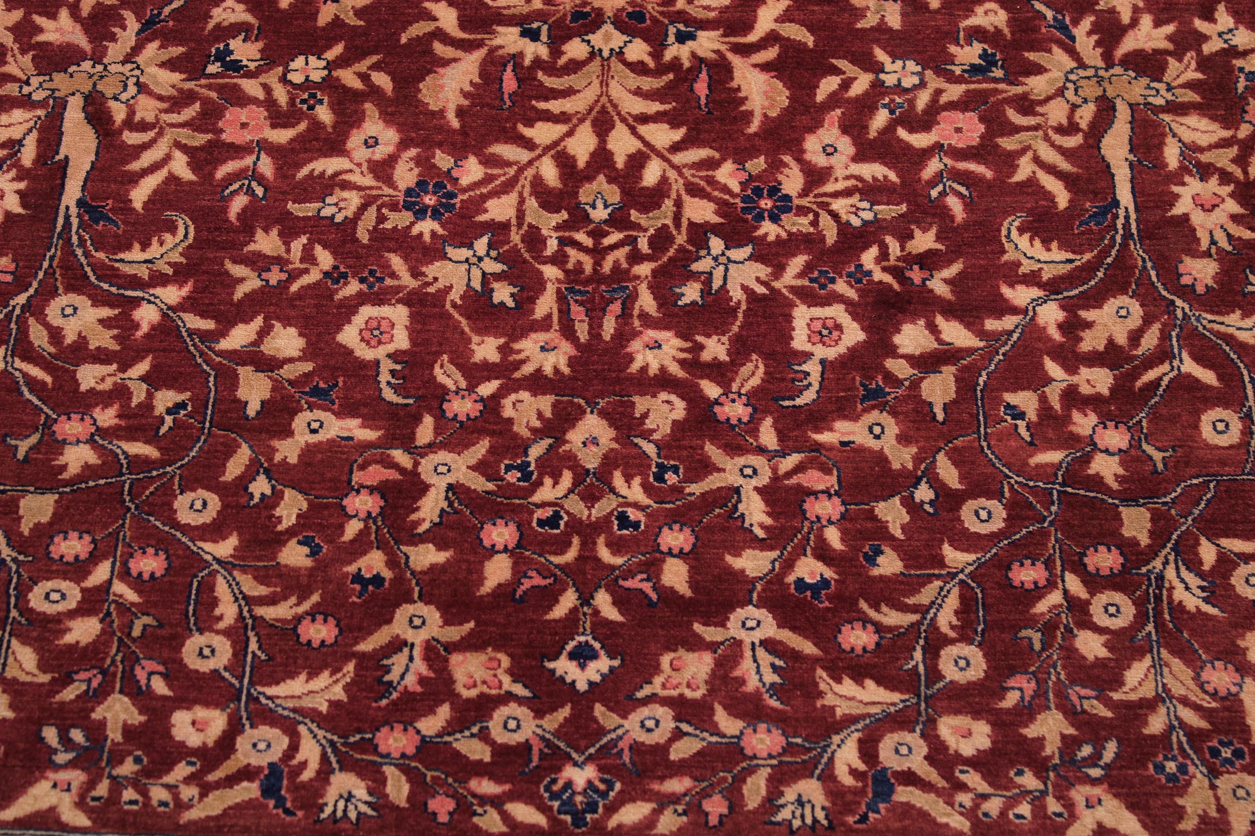 handmade Traditional Kashan Drk. Red Blue Hand Knotted RECTANGLE 100% WOOL area rug 9x12