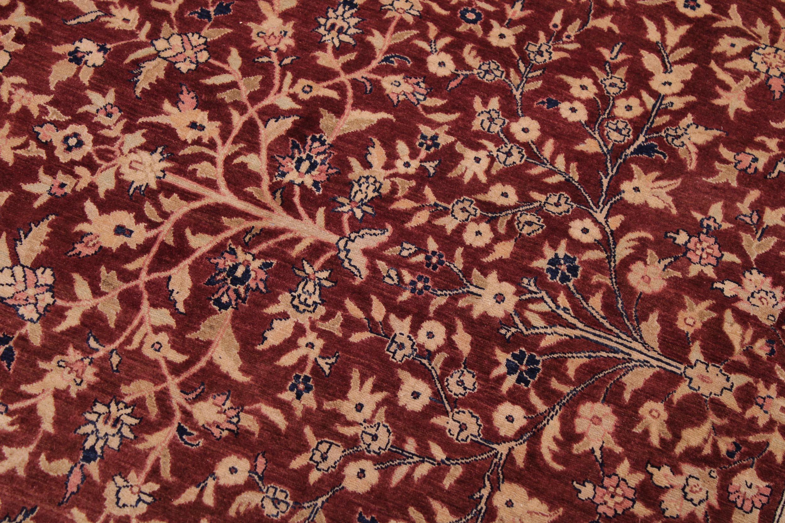 handmade Traditional Kashan Drk. Red Blue Hand Knotted RECTANGLE 100% WOOL area rug 9 x 12
