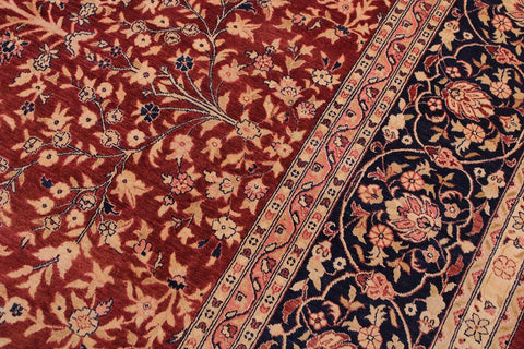 handmade Traditional Kashan Drk. Red Blue Hand Knotted RECTANGLE 100% WOOL area rug 9 x 12