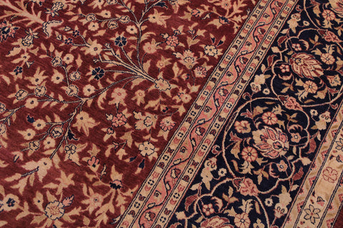 handmade Traditional Kashan Drk. Red Blue Hand Knotted RECTANGLE 100% WOOL area rug 9x12