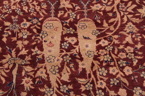 handmade Traditional Kashan Drk. Red Blue Hand Knotted RECTANGLE 100% WOOL area rug 9 x 12