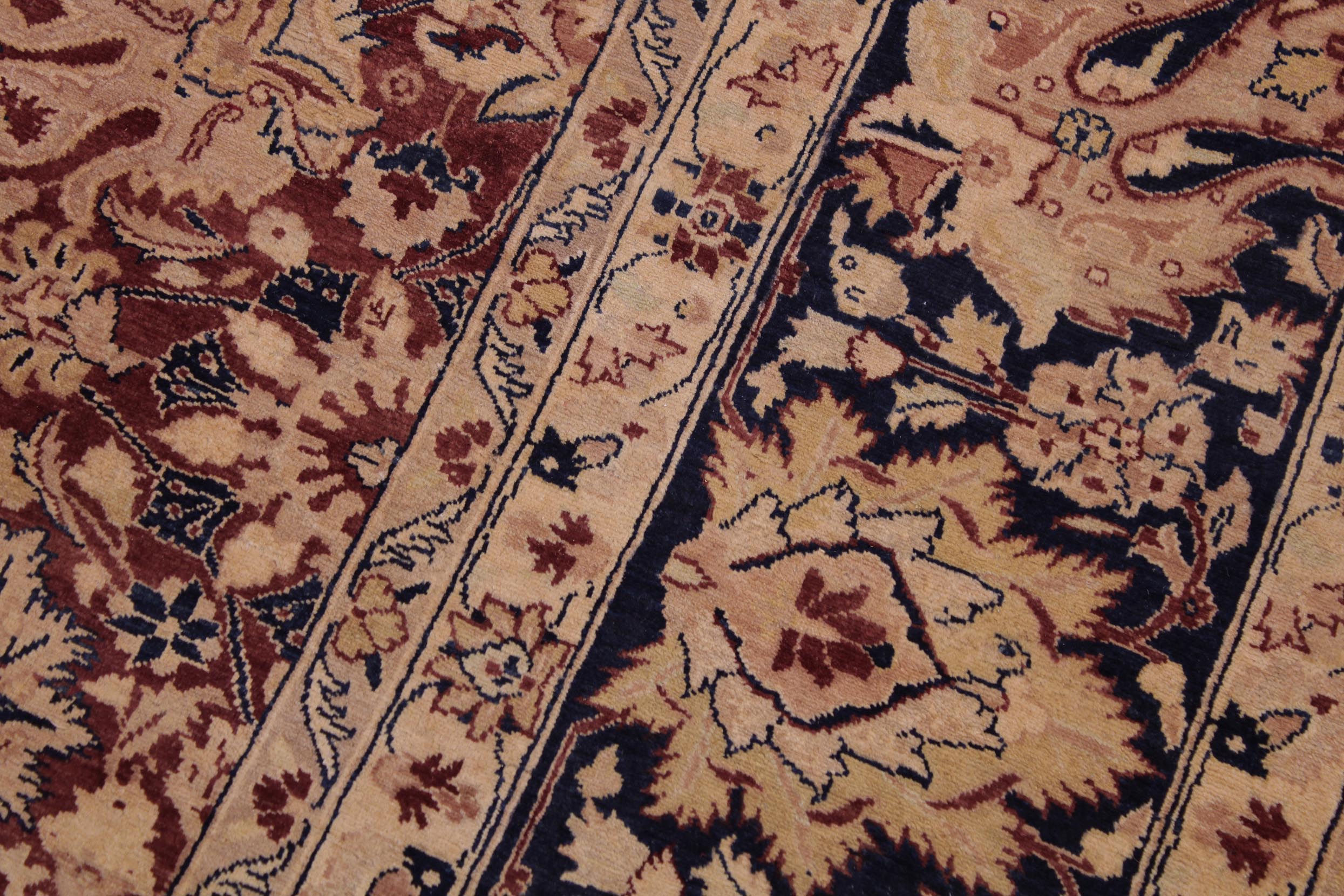 handmade Transitional Agra Red Blue Hand Knotted RECTANGLE 100% WOOL area rug 9x12