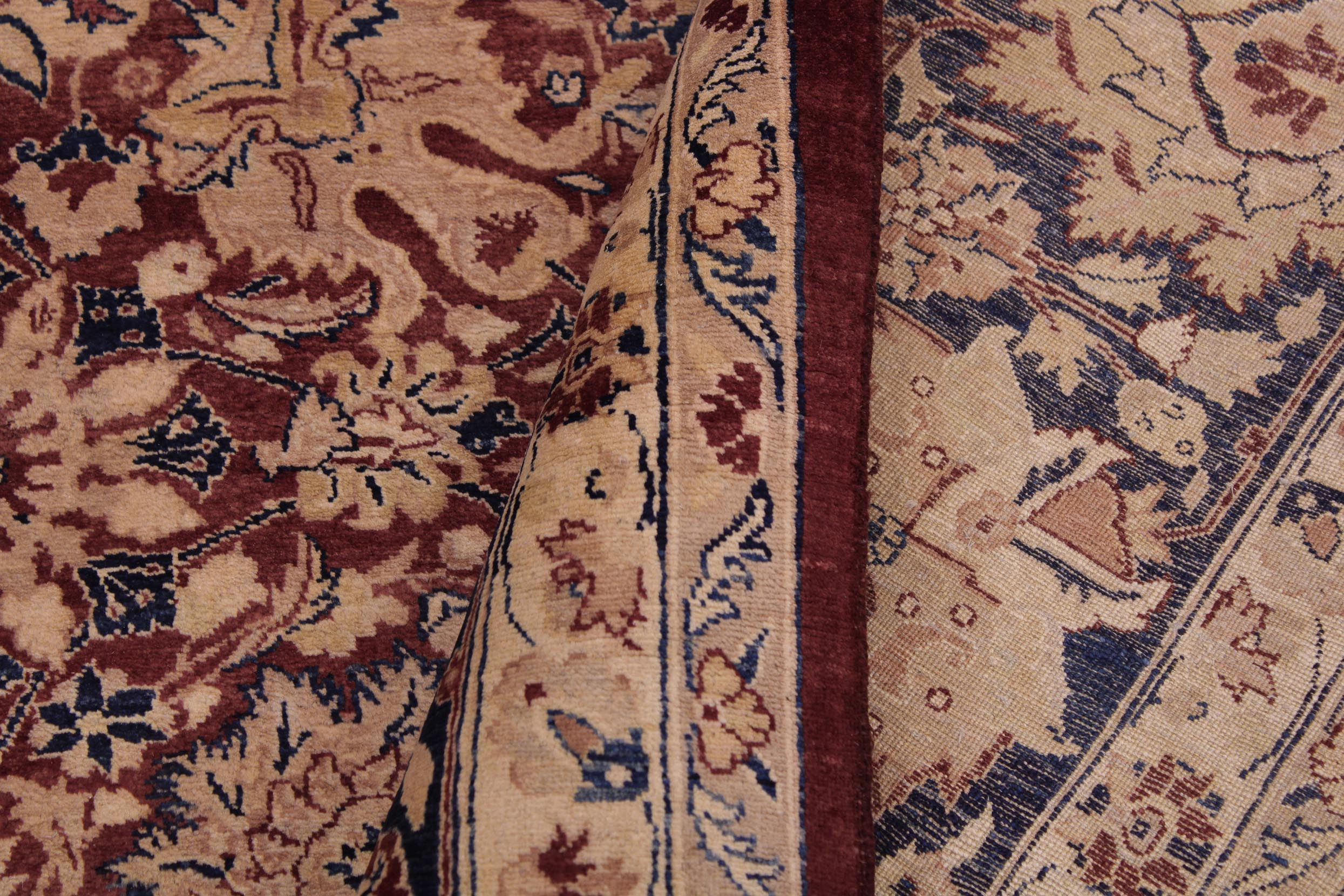 handmade Transitional Agra Red Blue Hand Knotted RECTANGLE 100% WOOL area rug 9x12