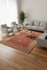 Semi-Antique Agra Baylee Red/Blue Wool Rug - 9'2''X11'11''